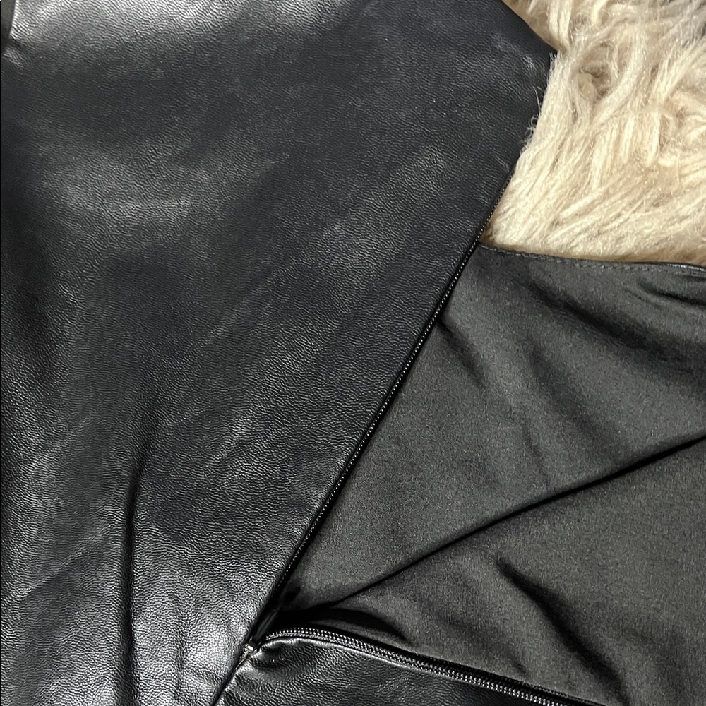 Forever 21 Black Faux Leather Mini Dress with Eyelet Hem - Picture 4 of 5